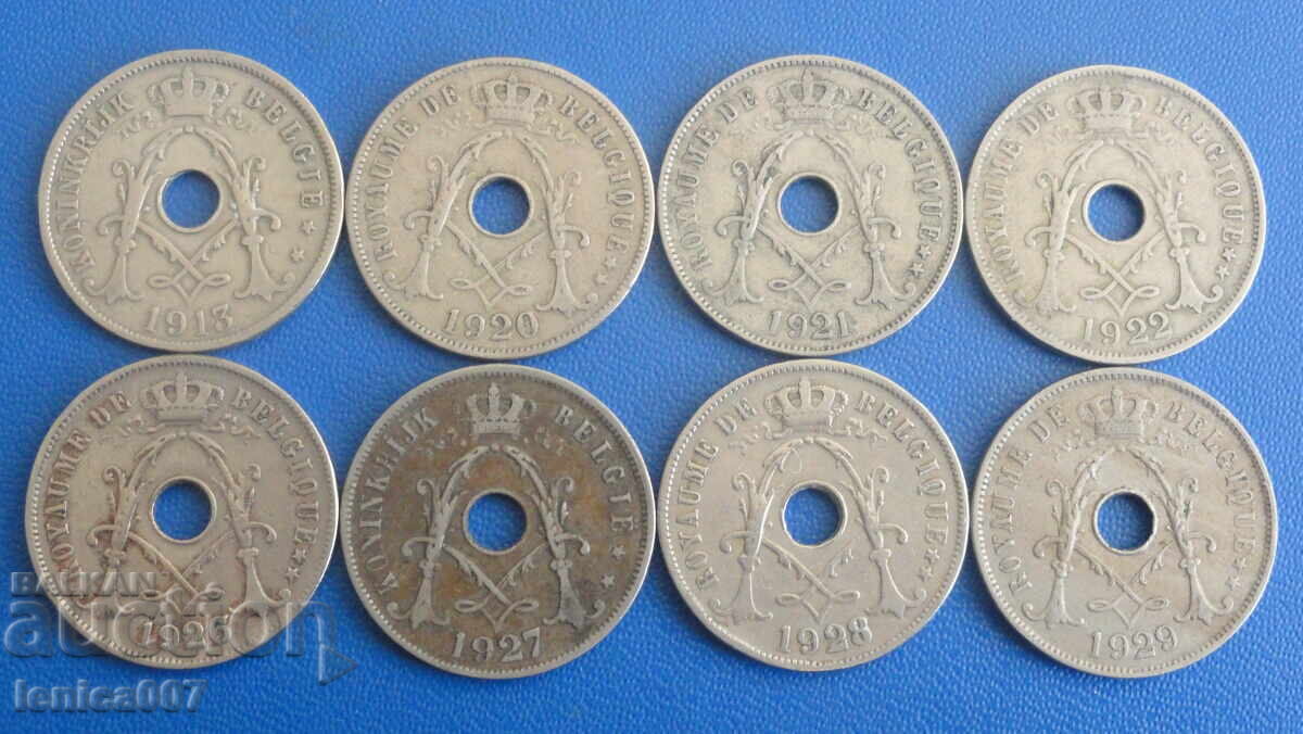 Belgia 1913-29 - 25 centime (8 bucăți) Belgia 1913-29 - 25 centime (8 bucăți)