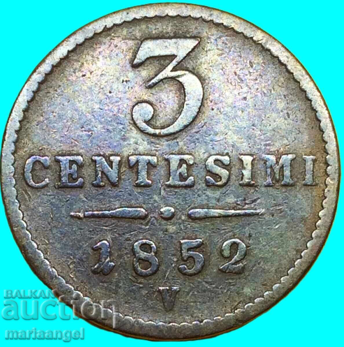 3 кройцера 1852 Австрия за Италия V - Венеция - RARE