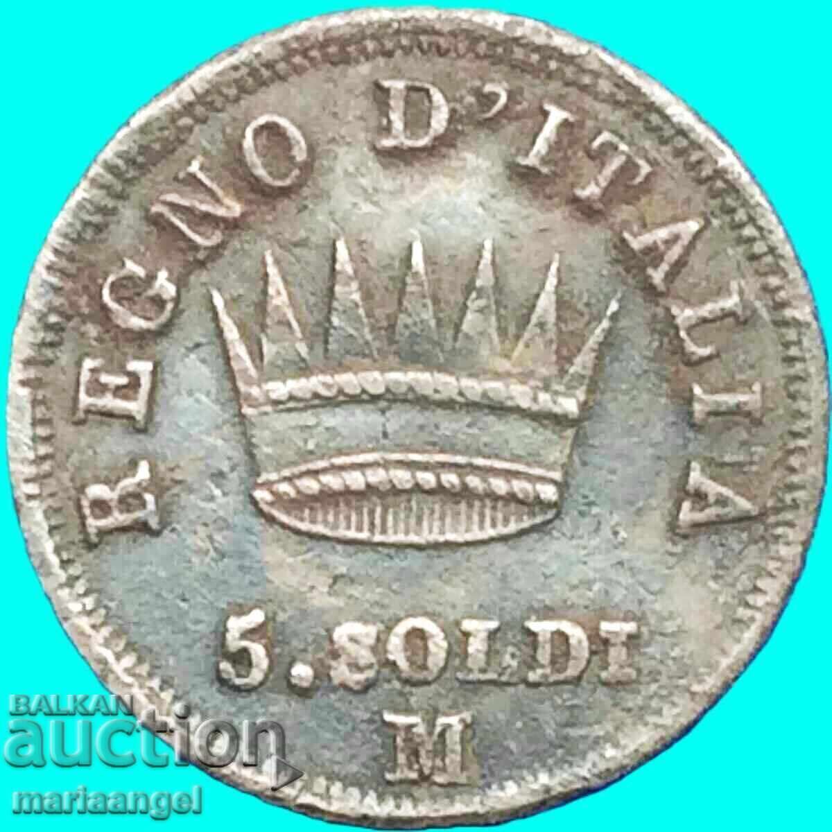 Napoleon 5 soldi 1813 Italia M-Milano argint Napoleon 5 soldi 1813 Italia M-Milano argint