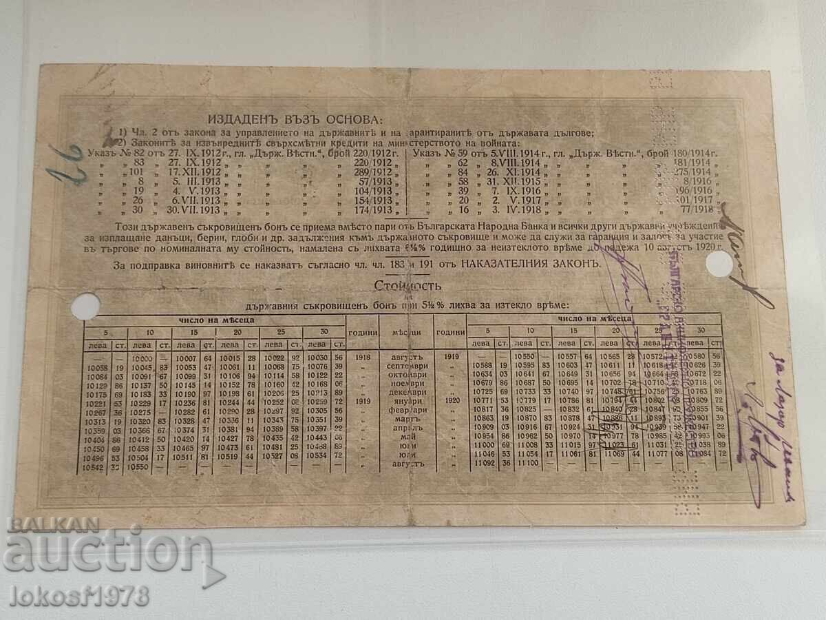 Cash voucher 10000 leva, 1918 with price € 1600.00 | 3129.34 BGN Cash voucher 10000 leva, 1918 with price € 1600.00 | 3129.34 BGN