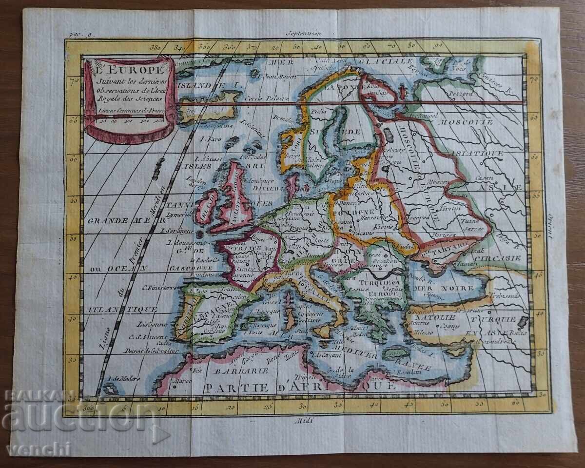 1760 - Hartă a Europei - cartograf Buphier - Paris + cu preț € 89.99 | 176.01 BGN