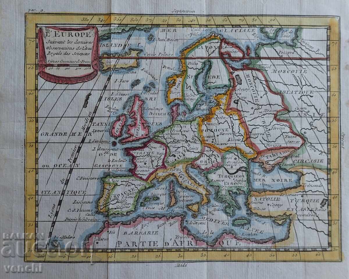 1760 - Hartă a Europei - cartograf Buphier - Paris +