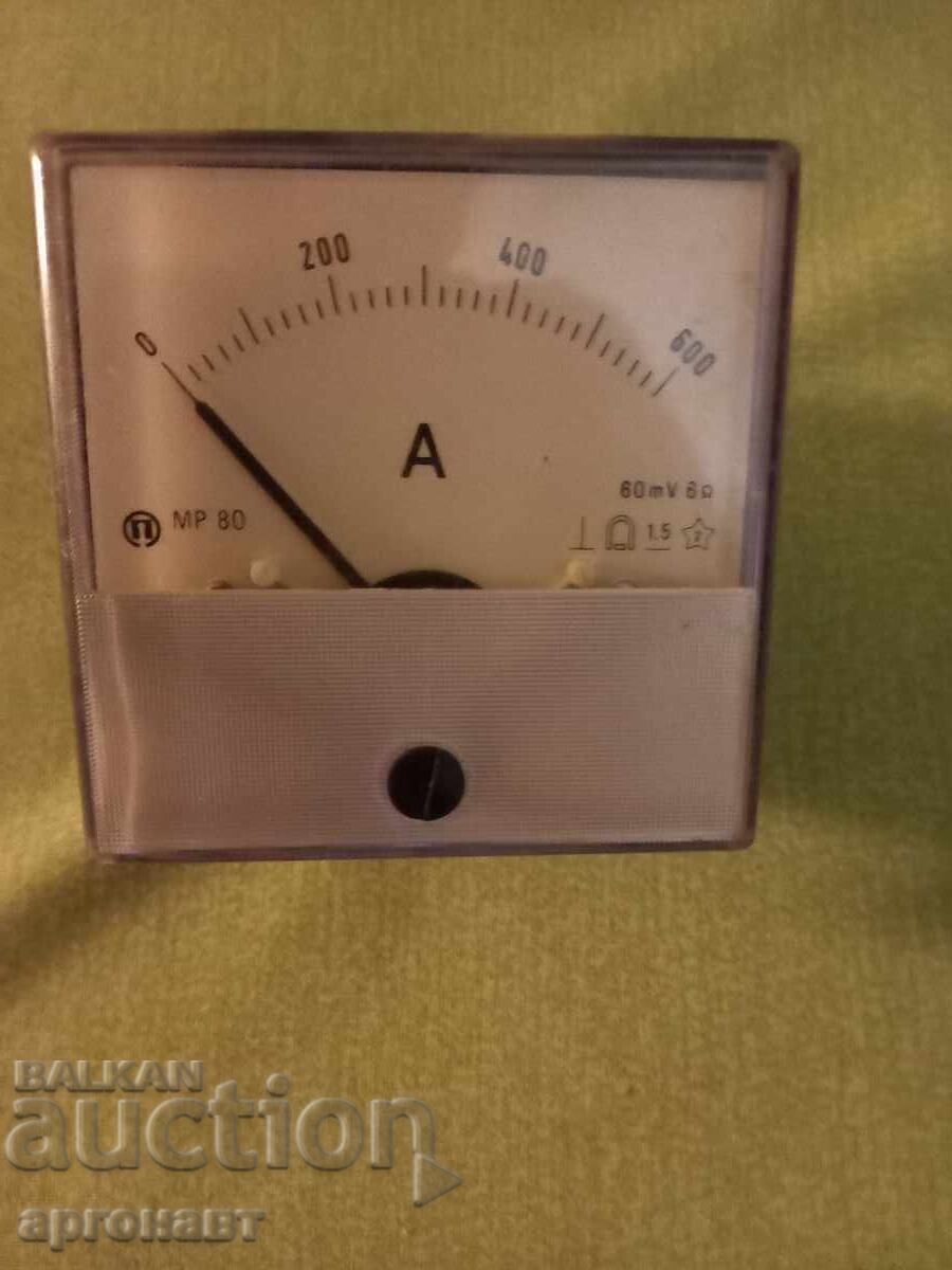Βουλγάρικο αμπερόμετρο για 600Α, αχρησιμοποίητο χωρίς διακλαδιστή (shunt)