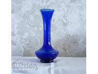 Retro cobalt blue art glass vase. Handmade