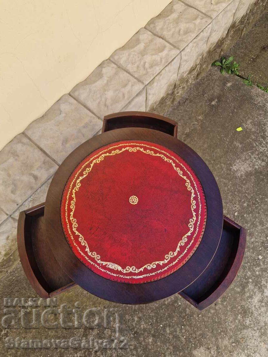 Masă englezească antică unică din lemn cu 3 sertare - 7