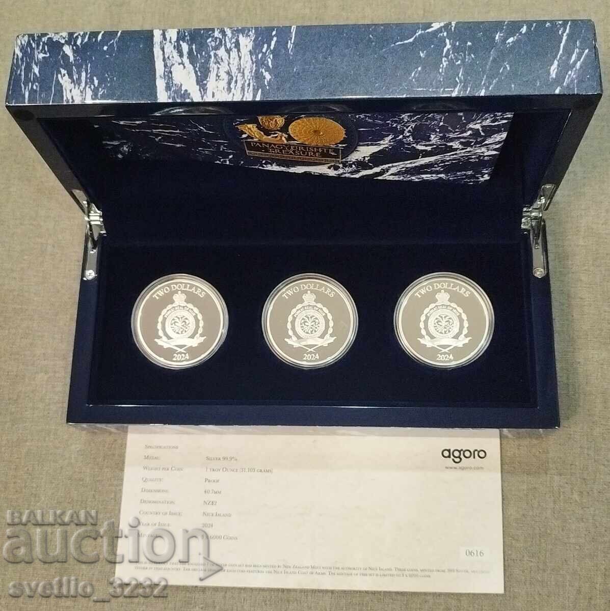 Ασήμι 1 OZ 2024 3 τμχ Θησαυρός της Παναγιούριστε με τιμή € 600.00 | 1173.50 BGN Ασήμι 1 OZ 2024 3 τμχ Θησαυρός της Παναγιούριστε με τιμή € 600.00 | 1173.50 BGN