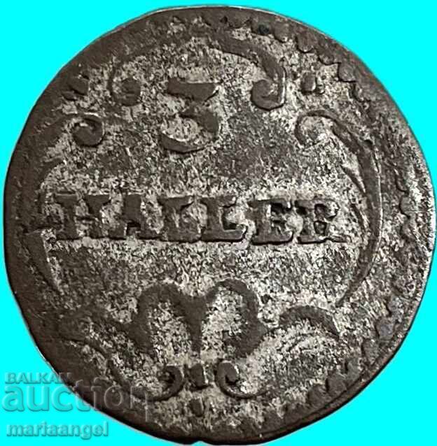Elveția 3 Halers 1827 - 1841 Cantonul Zurich Billon - 7
