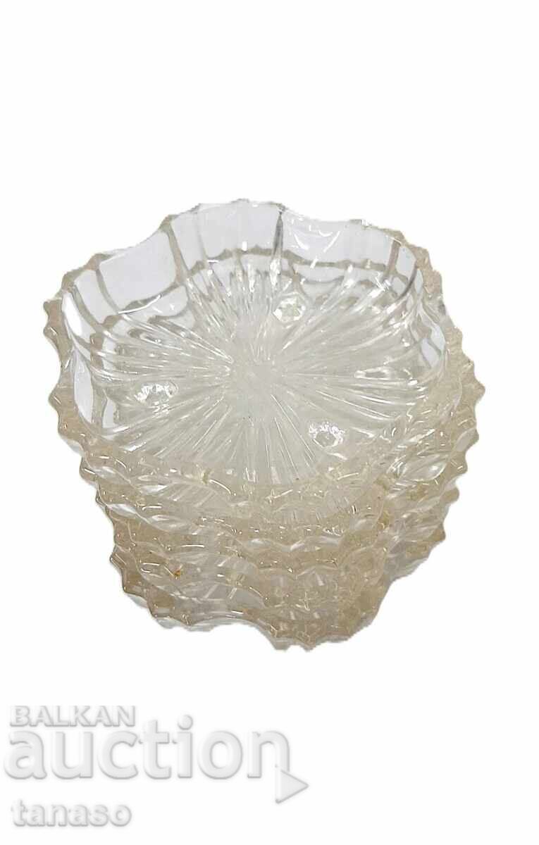 Set de 5 farfurioare retro pentru dulceață, sticlă presată - 5