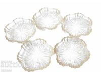 Set of 5 retro dessert plates, pressed glass