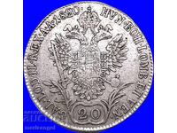 20 κρόιτσερ 1820 Αυστρία Α - Βιέννη Φραγκίσκος ασήμι