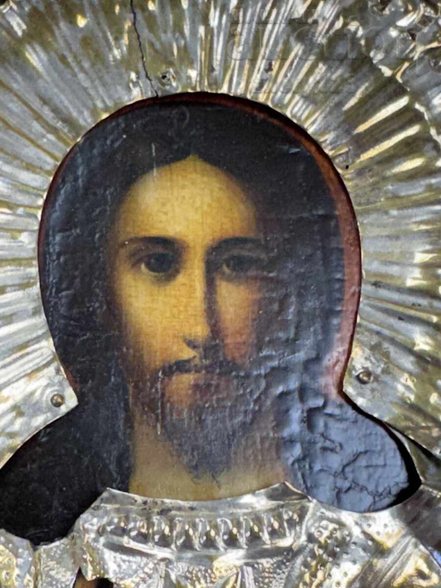 Tsarist Russia painted lacquer oil with gilded mount Christ with price € 14.00 | 27.38 BGN