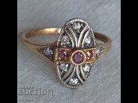 Silver ring with rubies
