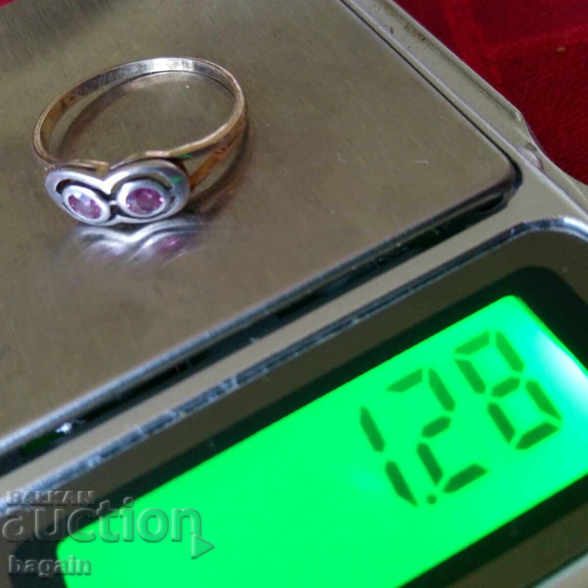 Auction  Unique ruby ring. Silver with gold plating