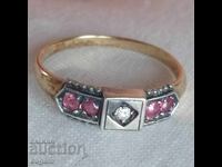 Ruby and gold-plated ring. Silver
