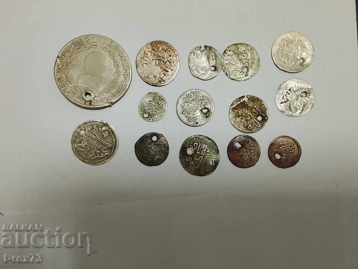 Silver coins for traditional costume 14 pieces Turkish / Ottoman Silver coins for traditional costume 14 pieces Turkish / Ottoman