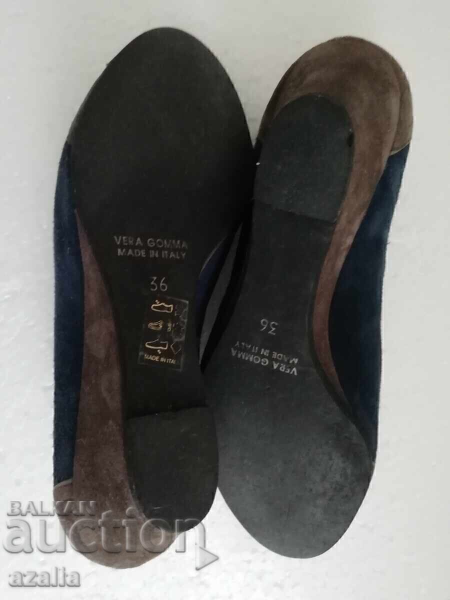 Italian shoes, tricolor suede, genuine leather, size 36 - 5