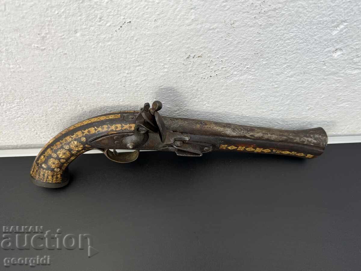 Licitație Vechi trombon cu cremene / armă cu cremene / pistol. Nr. 8176