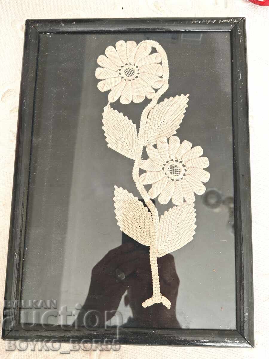 Antique Painting Flower Applied Art on Velvet
