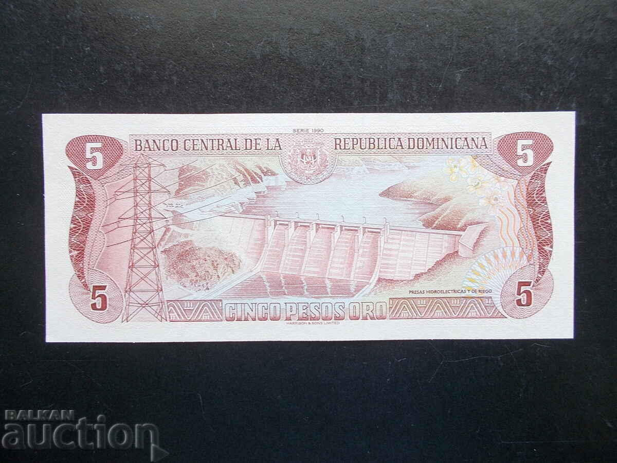 REPUBLICA DOMINICANĂ, 5 pesos, 1990, UNC cu preț € 6.99 | 13.67 BGN