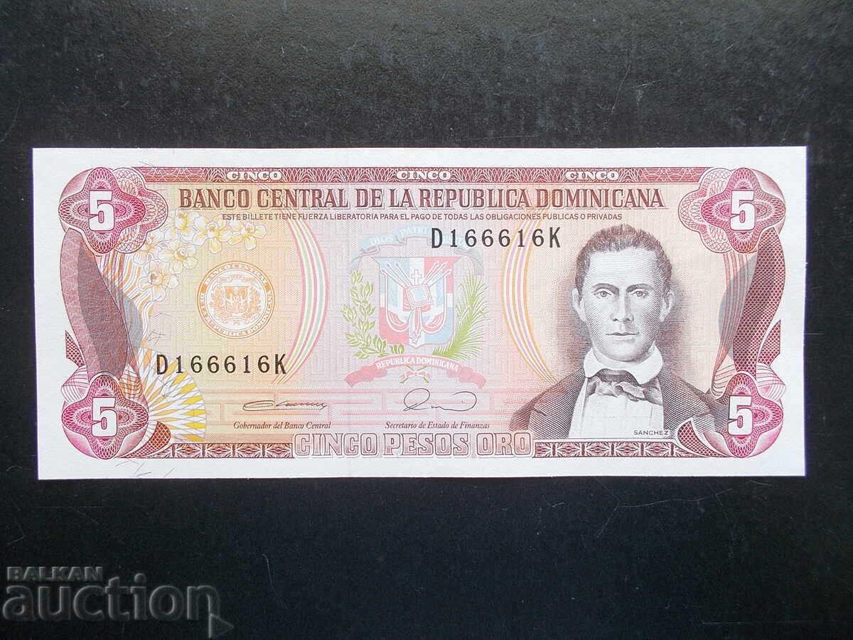 REPUBLICA DOMINICANĂ, 5 pesos, 1990, UNC