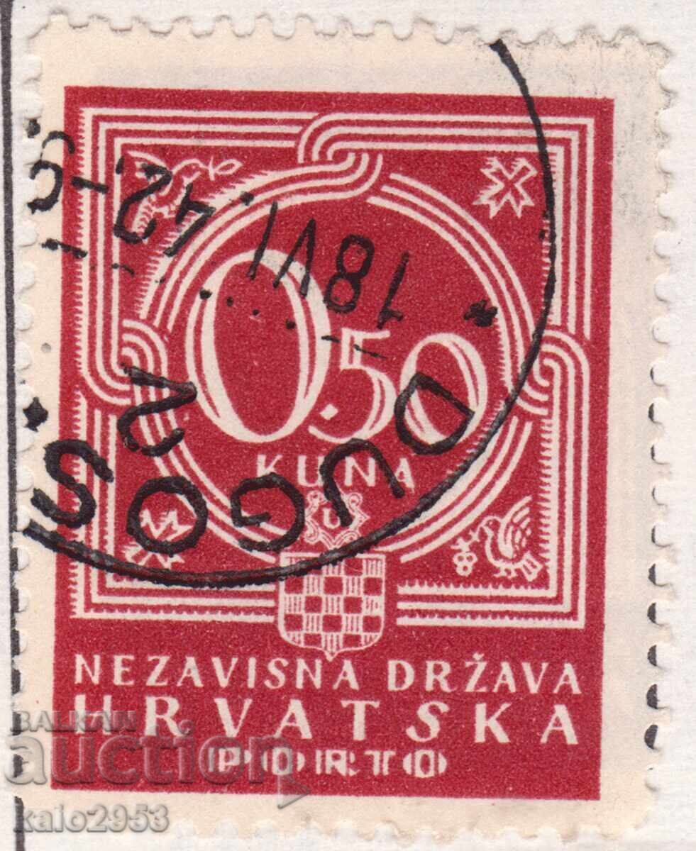 Croația-1943-Al Doilea Război Mondial-Pentru Suplimentare-Cifră, ștampilă