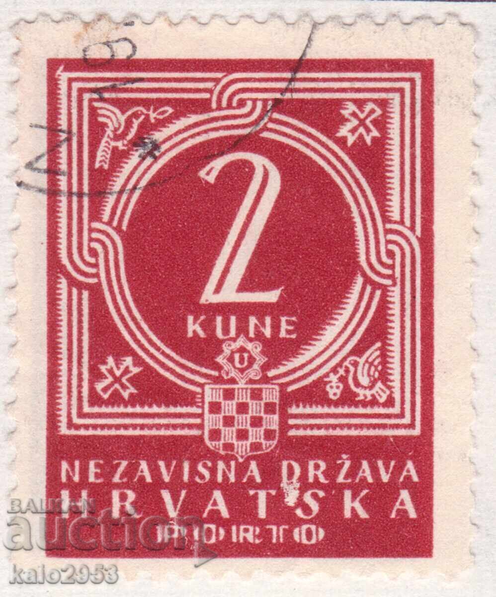 Croatia-1943-WWII-For Surcharge-Numeral, postmark