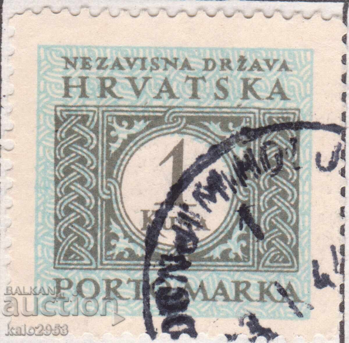 Croatia-1943-WWII-For Surcharge-Numeral, postmark