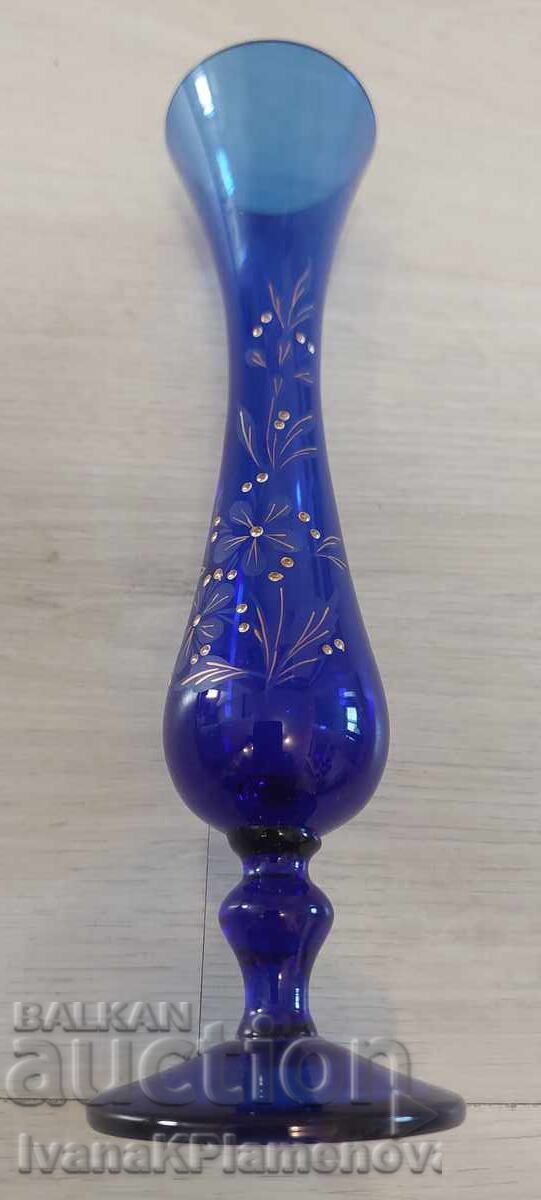 Vază vintage din sticlă albastră cu cutia originală - 5