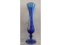 Vintage blue glass vase with original box