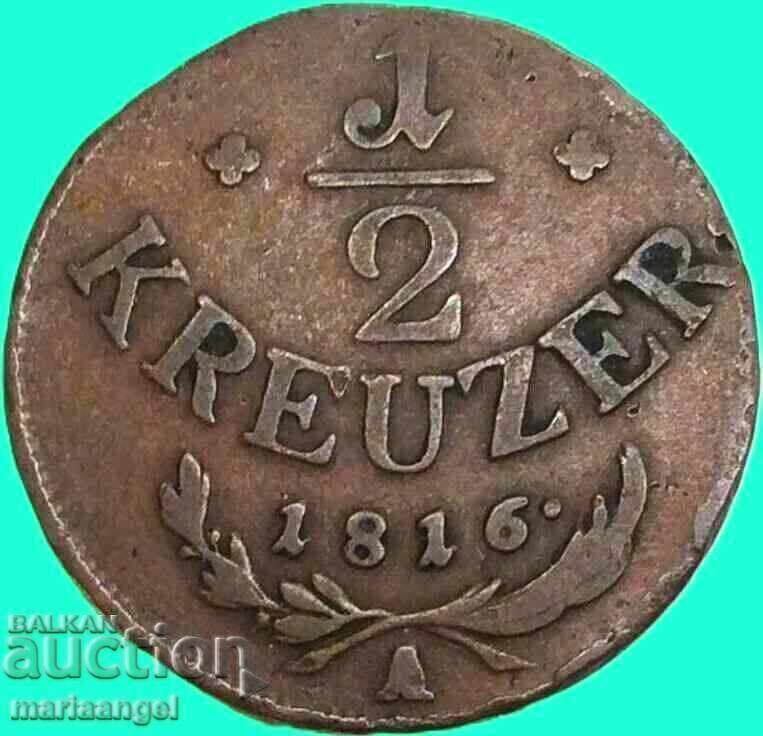 Δημοπρασία 1/2 Kreuzer 1816 Αυστρία Α - Βιέννη 22mm χάλκινο Δημοπρασία 1/2 Kreuzer 1816 Αυστρία Α - Βιέννη 22mm χάλκινο