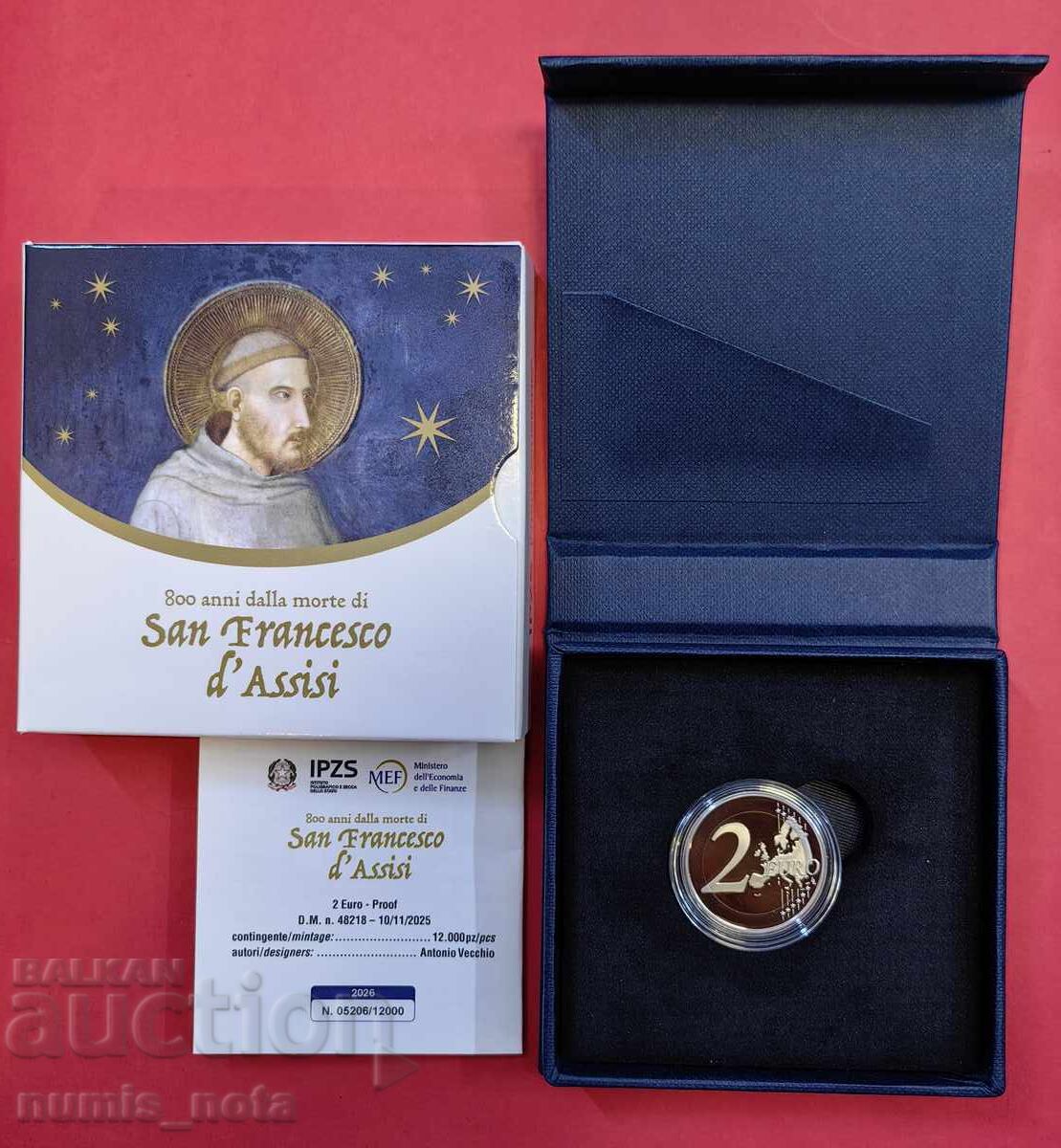 2 ευρώ 2026 Ιταλία - 800 χρόνια από τον θάνατο του Αγίου Φραγκίσκου - Proof με τιμή € 100.00 | 195.58 BGN