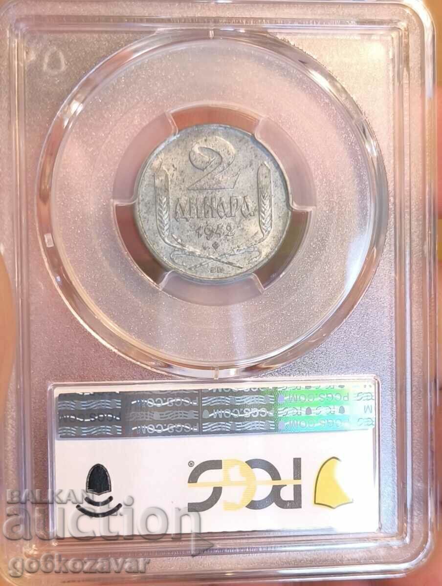 Auction  Serbia 2 Dinars 1942 PCGS MS 63 Zinc Rare !