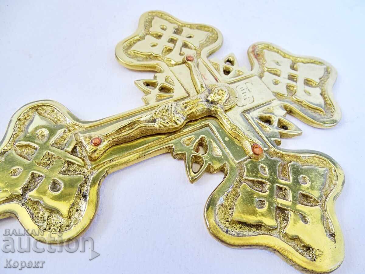 Cruce ortodoxă preoțească din bronz, crucifix - 5