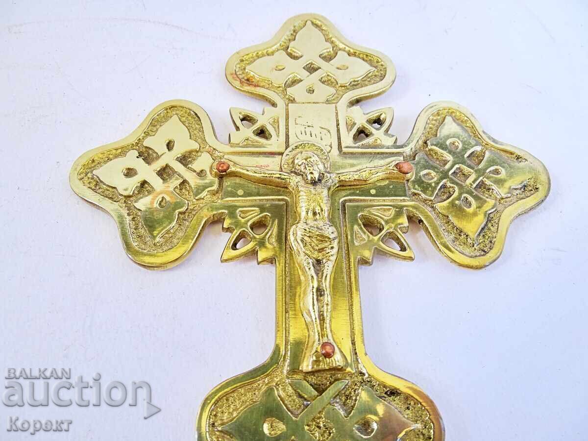 Cruce ortodoxă preoțească din bronz, crucifix - 6