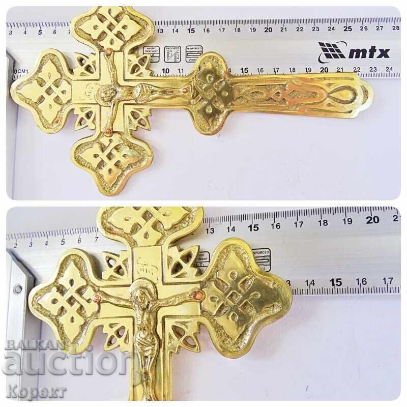 Cruce ortodoxă preoțească din bronz, crucifix - 7