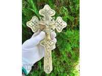 Cruce ortodoxă preoțească din bronz, crucifix