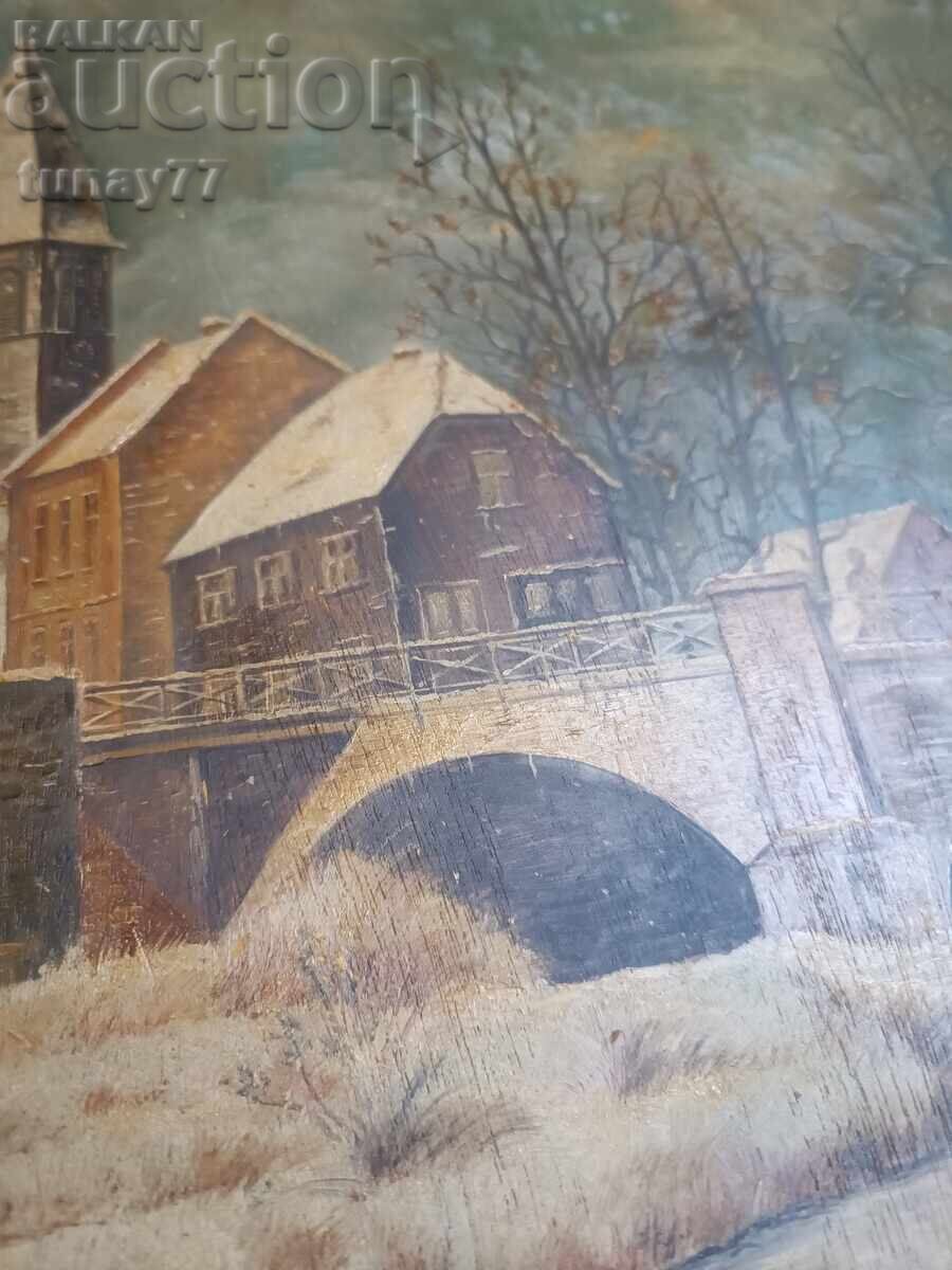 The artwork is set in a massive, round wooden frame - 7