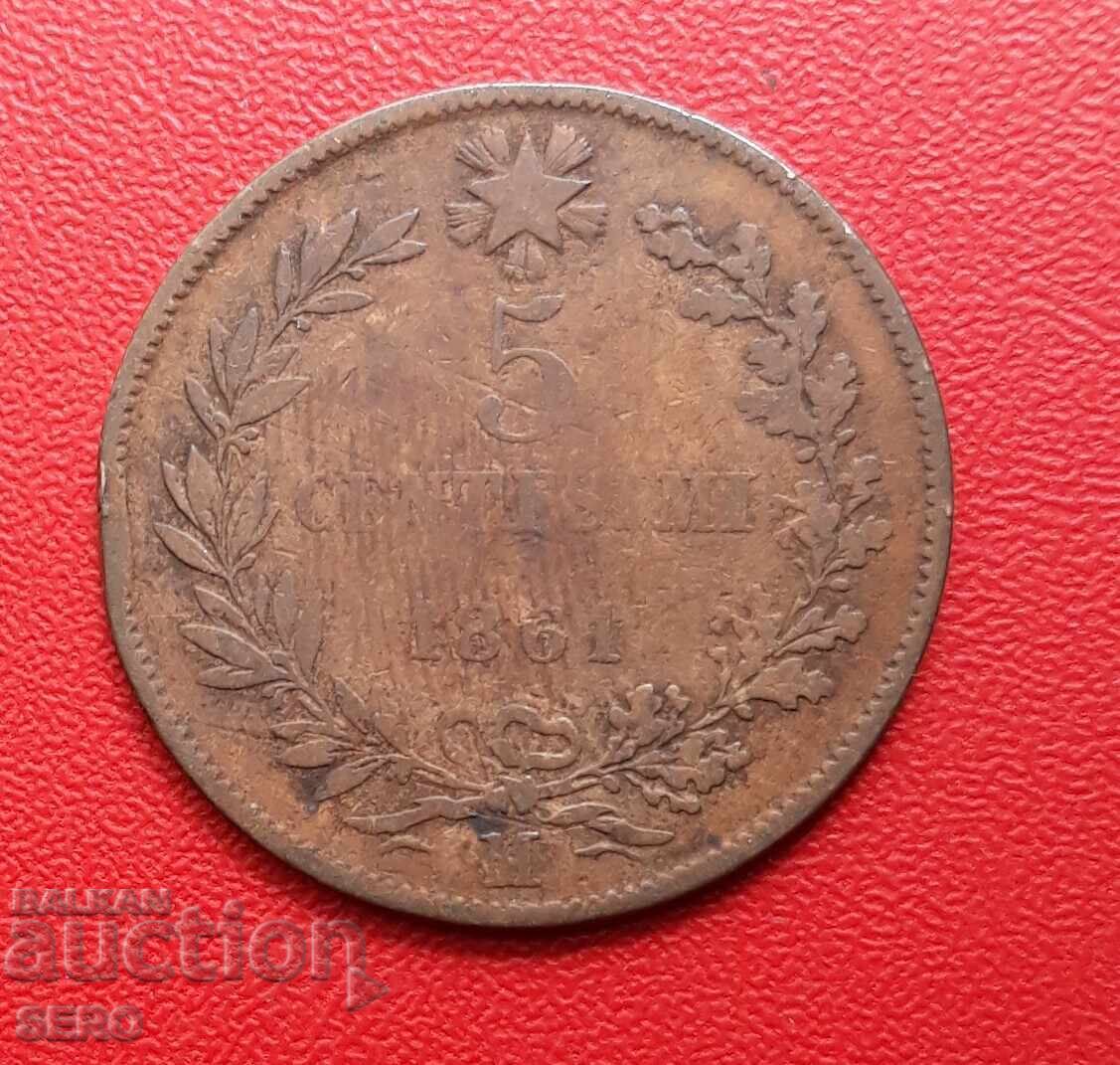 Italia-5 cenți 1861 M-Milano