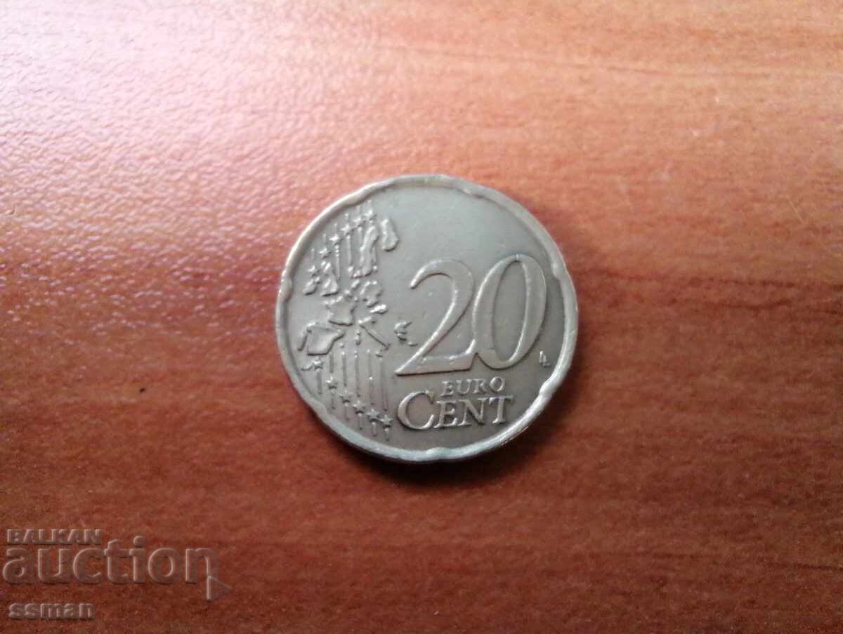20 euro cenți Italia 2002 defect în an cu preț € 12.00 | 23.47 BGN