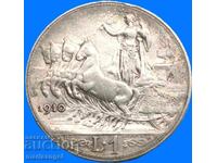 1 liră 1910 Italia Patină de argint