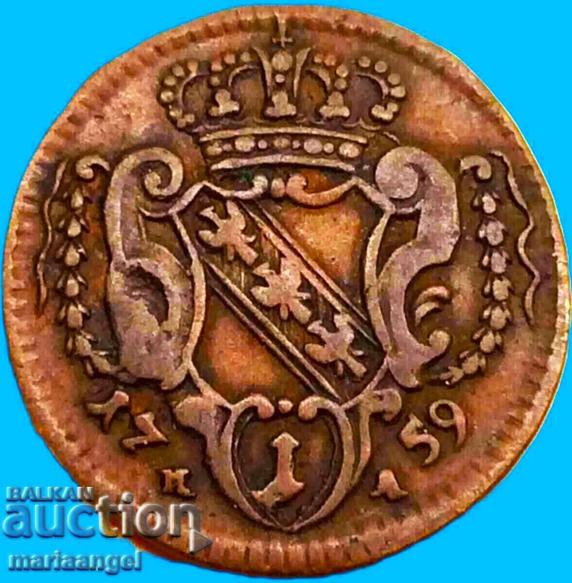 1 pfennig 1759 Austria imp. Franz Stefan 2,50g - rar - 5