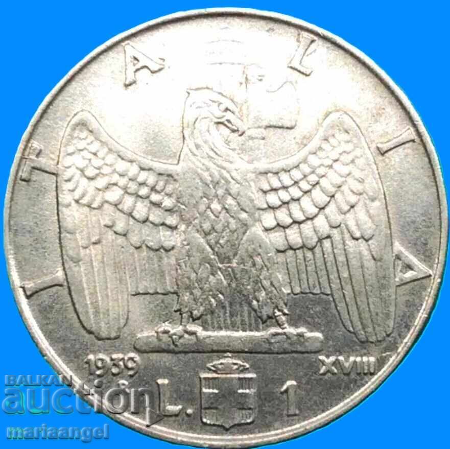 1 Lira 1939 (XVIII) Italy Eagle - 5