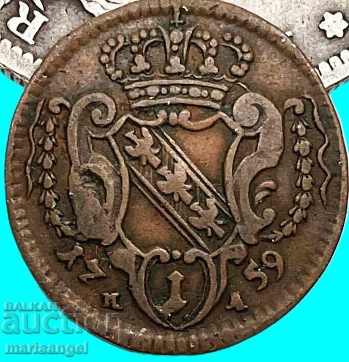 1 pfenig 1759 Austria 2.50g împ. Franz Stephan - rar - 7