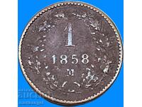 1 kreuzer 1858 M - Milano Austria pentru Italia