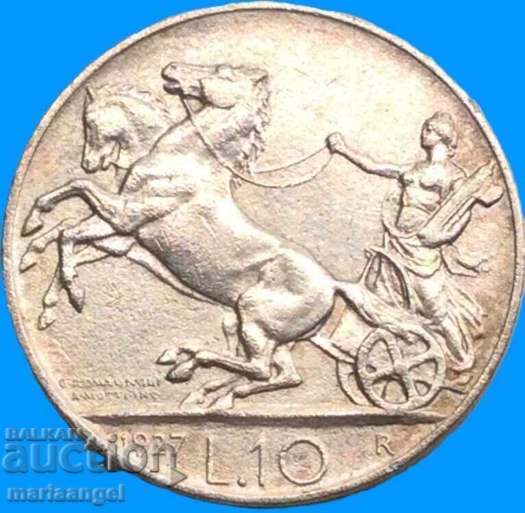 10 Lire 1927 Italia **FERT** Patină de argint