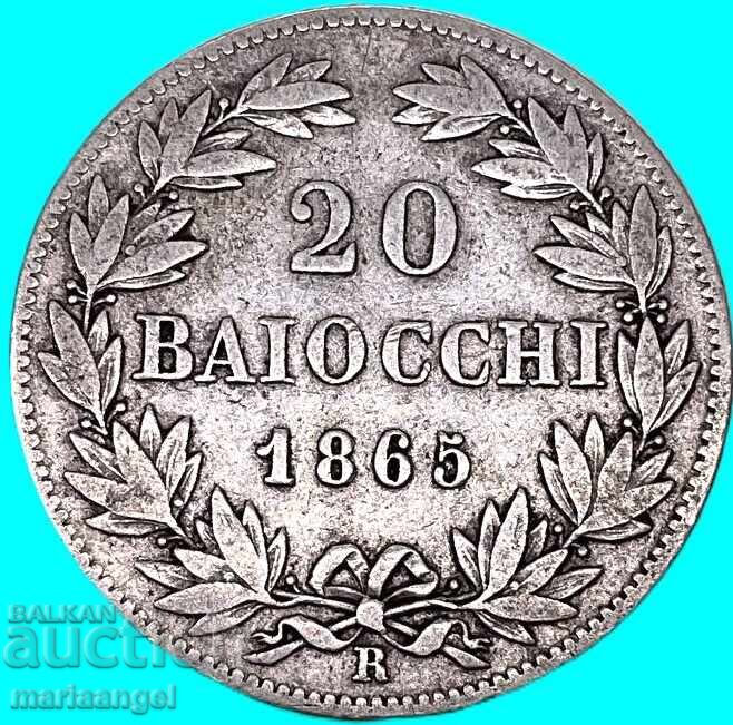 Licitație Vatican 20 baiocchi 1865 argint Licitație Vatican 20 baiocchi 1865 argint