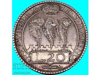 20 лири Сан Марино 1932 15г 800 проба сребро