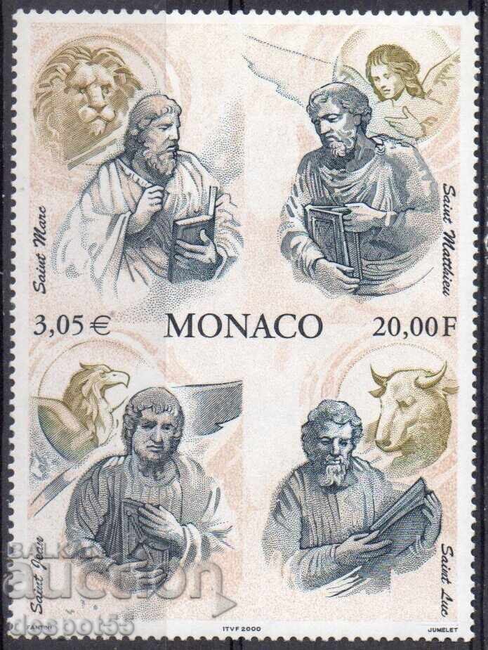 2000. Μονακό. Οι τέσσερις ευαγγελιστές. Μίνι - μπλοκ 2000. Μονακό. Οι τέσσερις ευαγγελιστές. Μίνι - μπλοκ