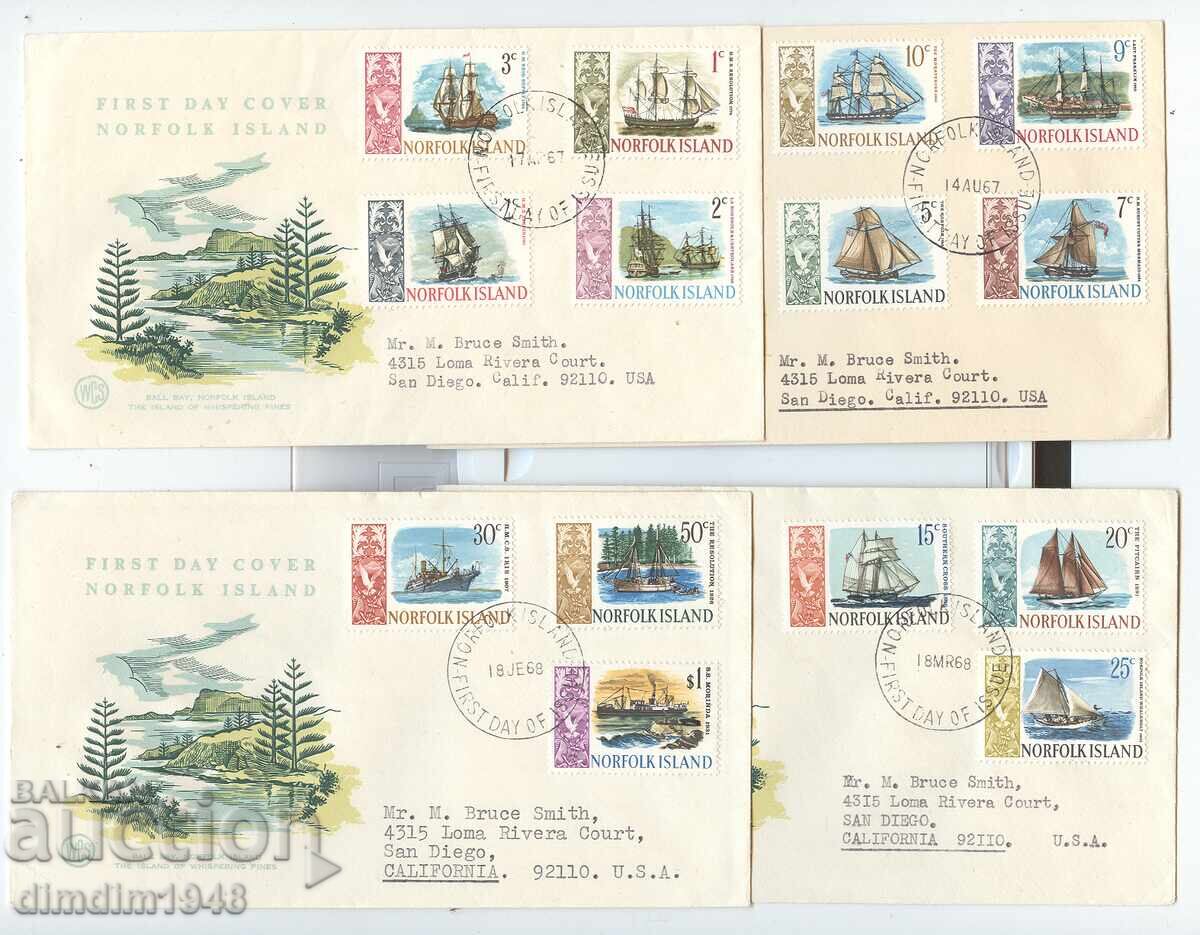 Norfolk Island ships - First day covers flown