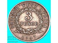 Africa de Vest Britanică 3 pence 1947 argint